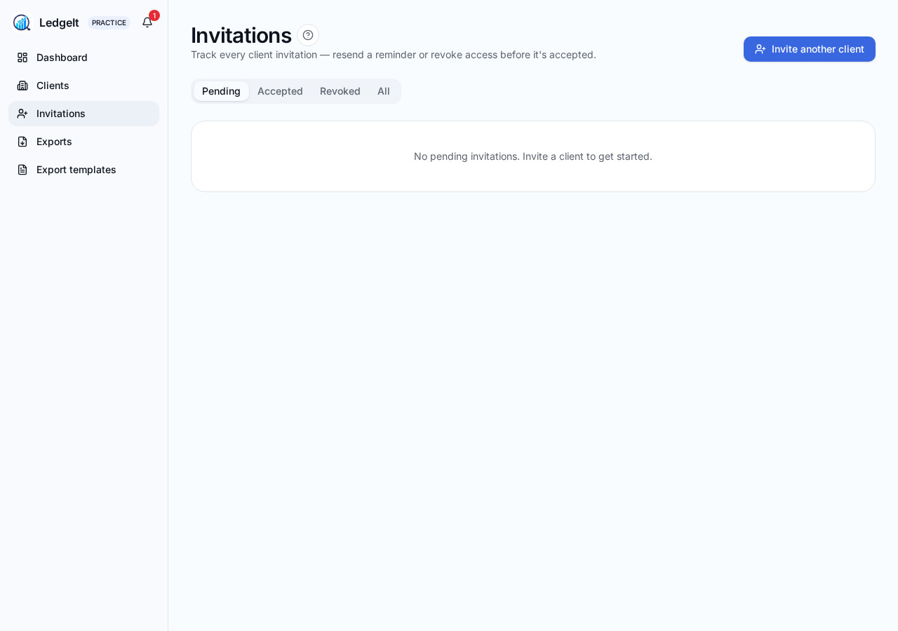 Screenshot of Inviting clients (accountants)