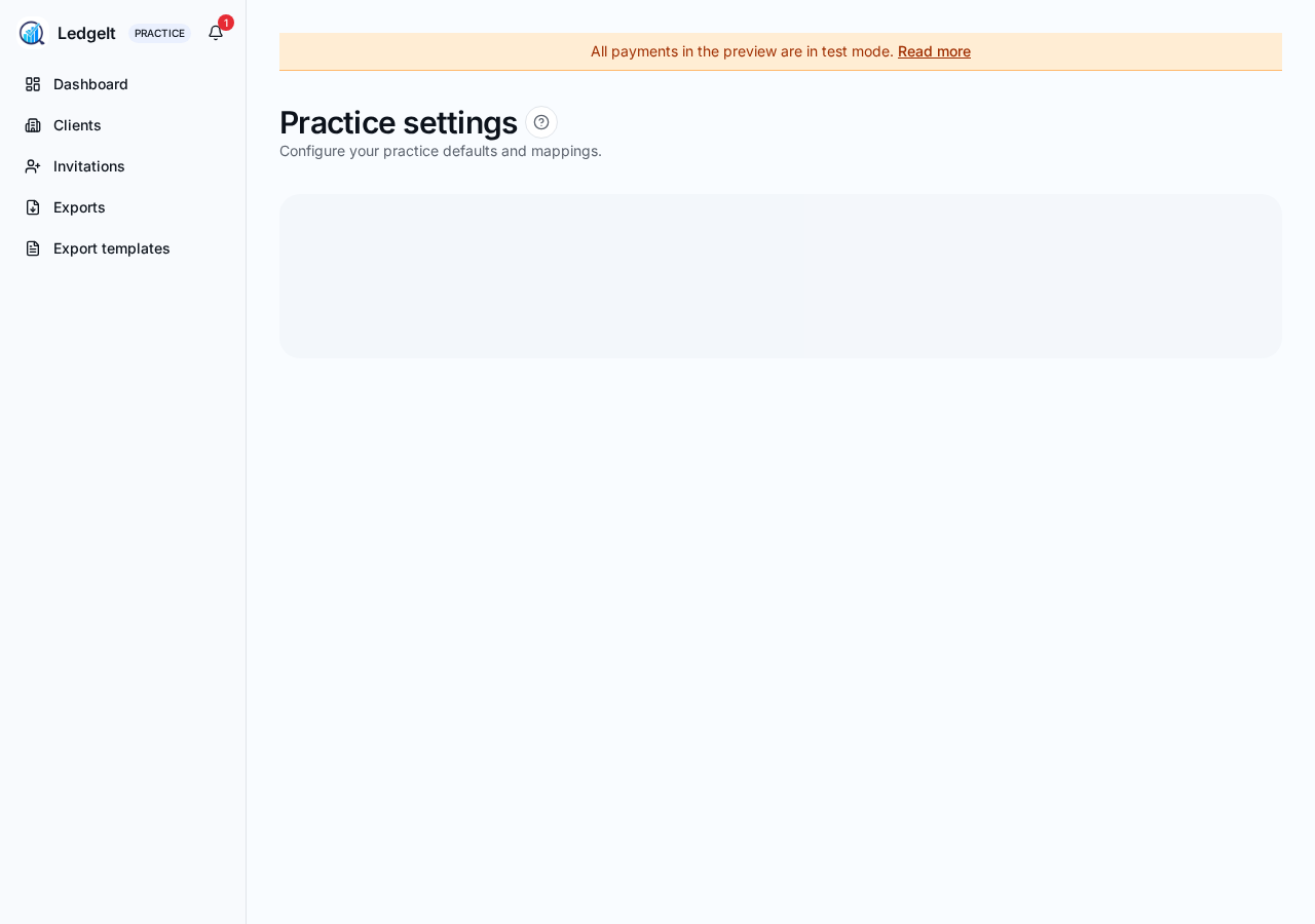 Screenshot of Practice settings