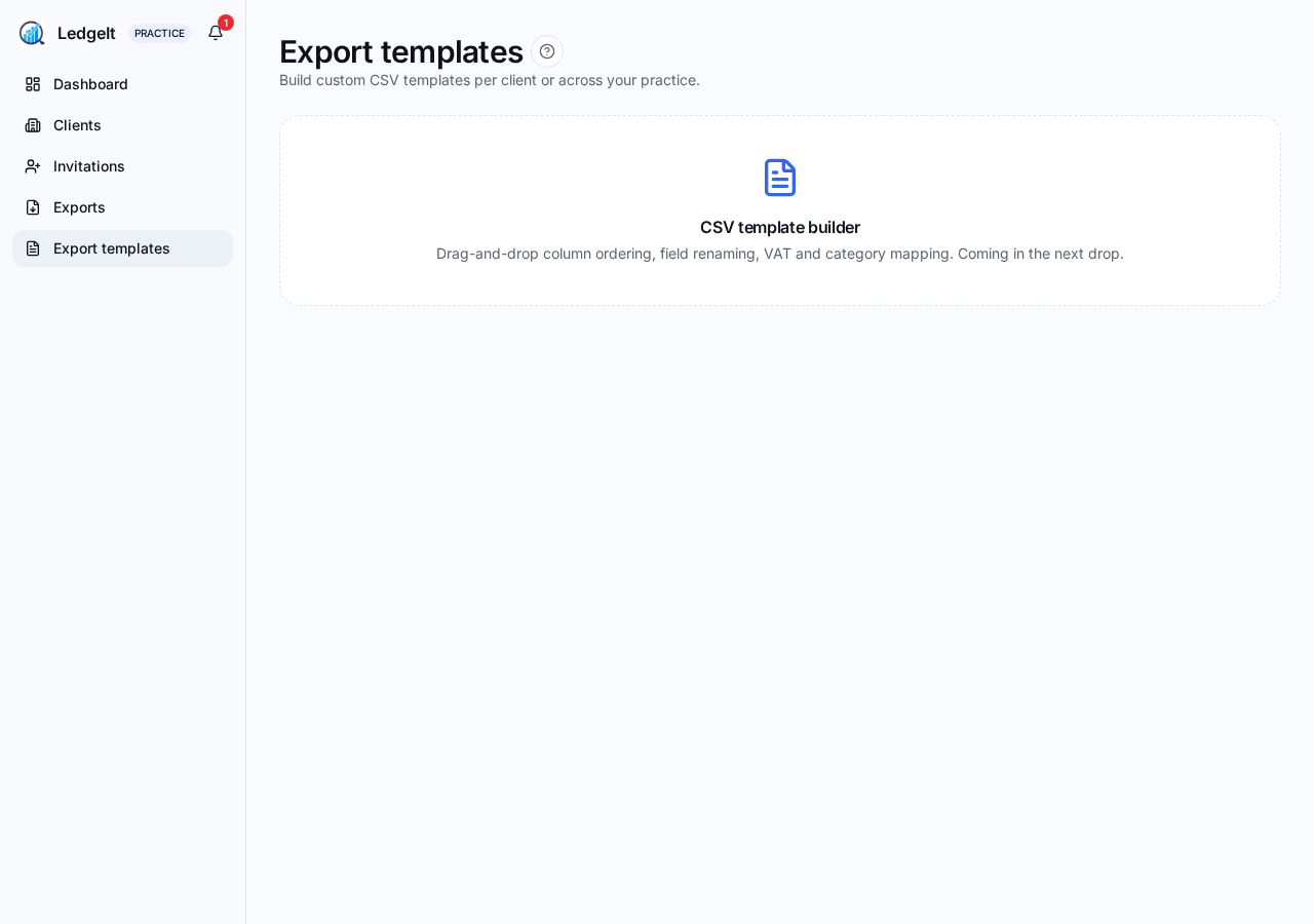 Screenshot of Export templates